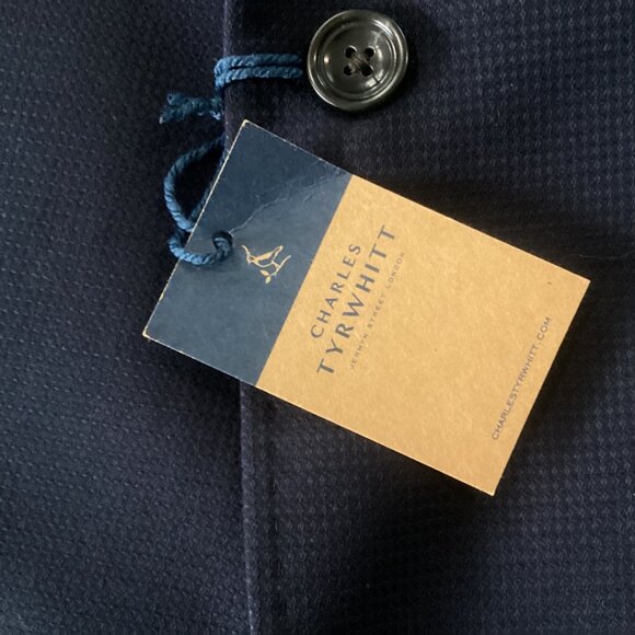 NWT Charles Tyrwhitt Navy Proper Blazer Classic Fit Jacket 48R 100% Wool - Picture 14 of 16